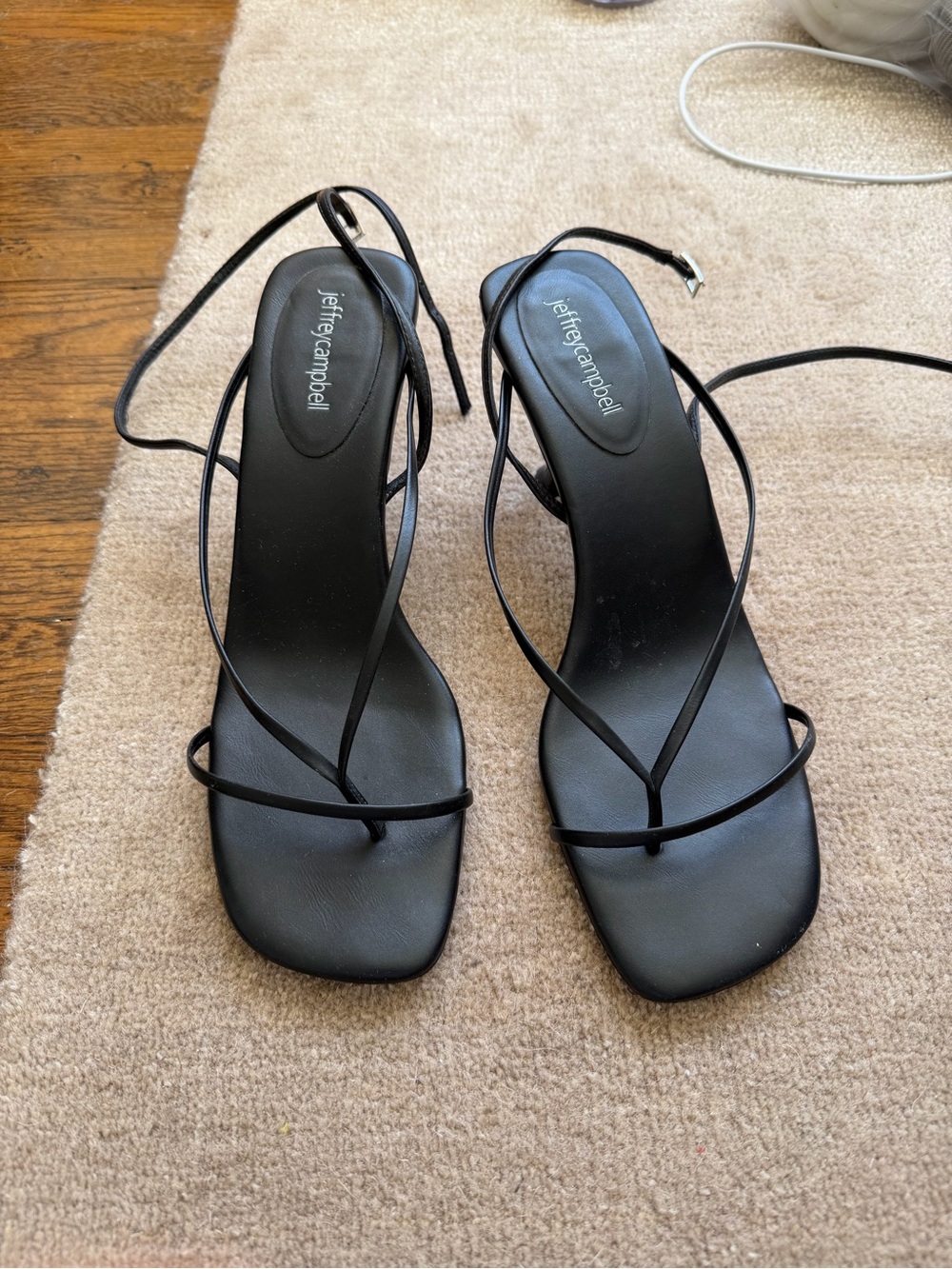 Jeffrey Campbell Fluxx Black Strappy Square-Toe Sandals